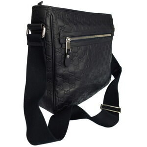 Gucci Crossbody Messenger Black Leather Bag ssima